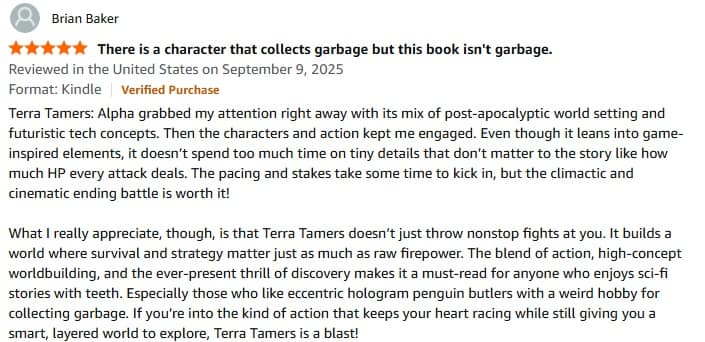 Verified Purchase Amazon Review for Terra Tamers: Alpha